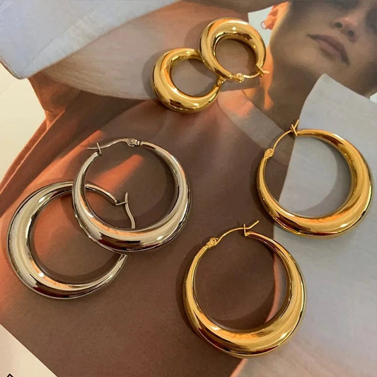 Hoop  18k gold plated copper earrings fashion jewelry earrings silver round high quality gold hoop earrings
