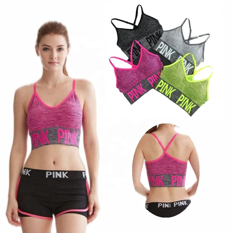 Horizontal Stripes Seamless Wireless Fit Sujetador Deportivo Fitness Gym Yoga Bra High Impact Sports Bras Crop Top For Womens