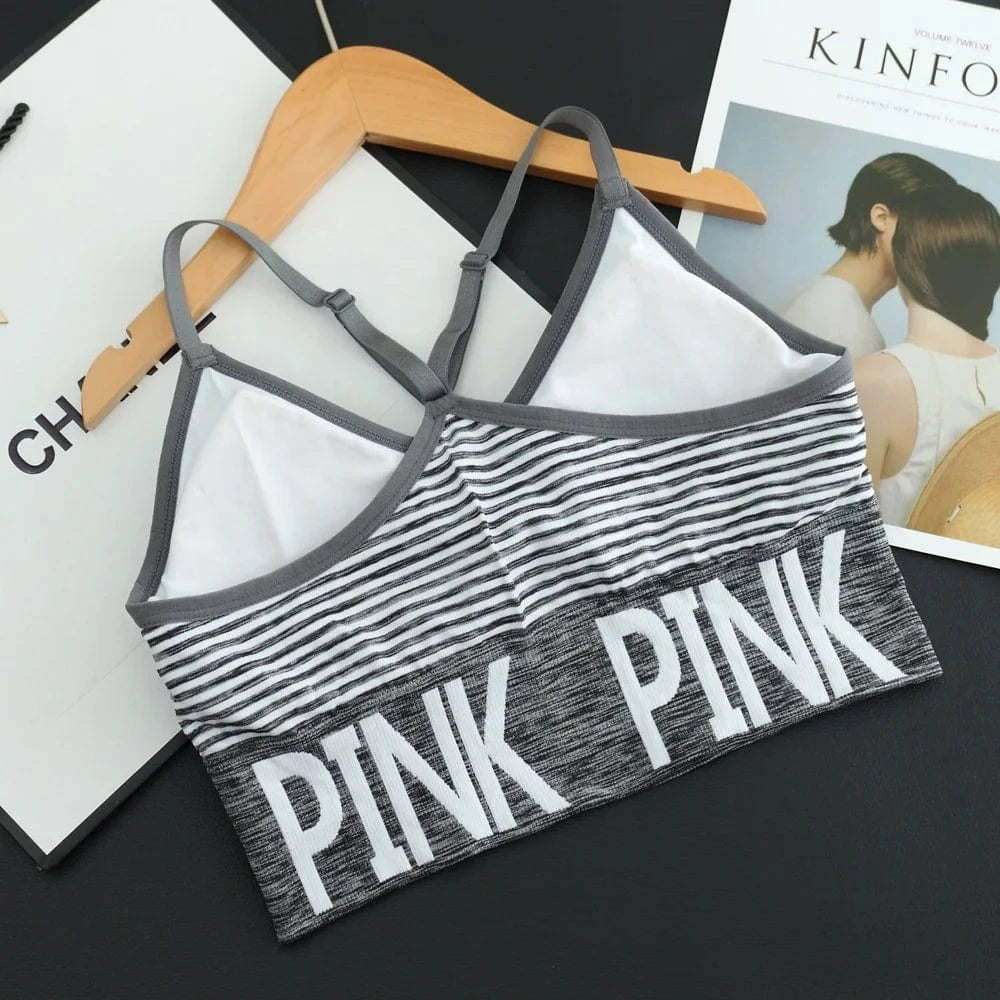 Horizontal Stripes Seamless Wireless Fit Sujetador Deportivo Fitness Gym Yoga Bra High Impact Sports Bras Crop Top For Womens