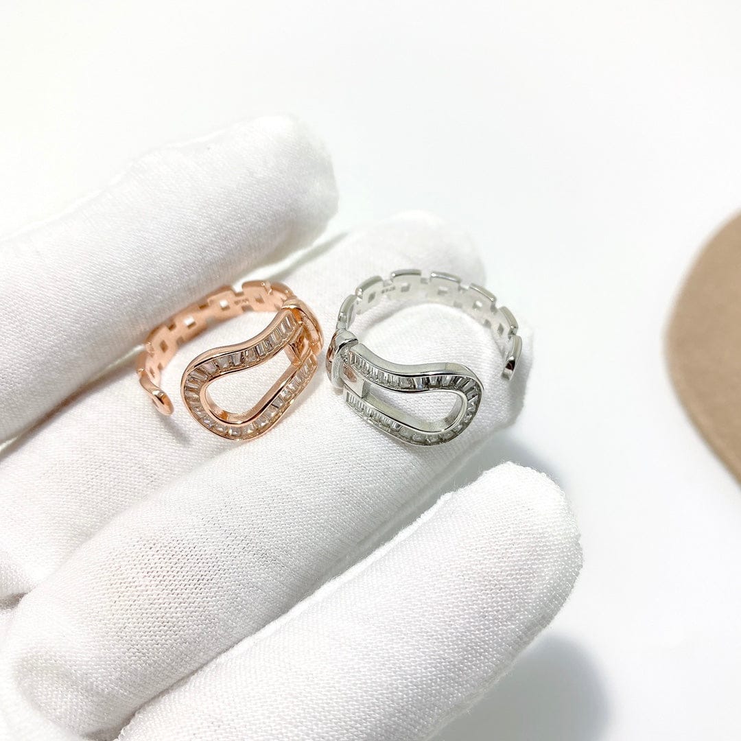 Horseshoe Diamond Index Finger Ring 925 Sterling Silver Personality Irregular opening free adjustment Knuckle Ring Jewelry Women