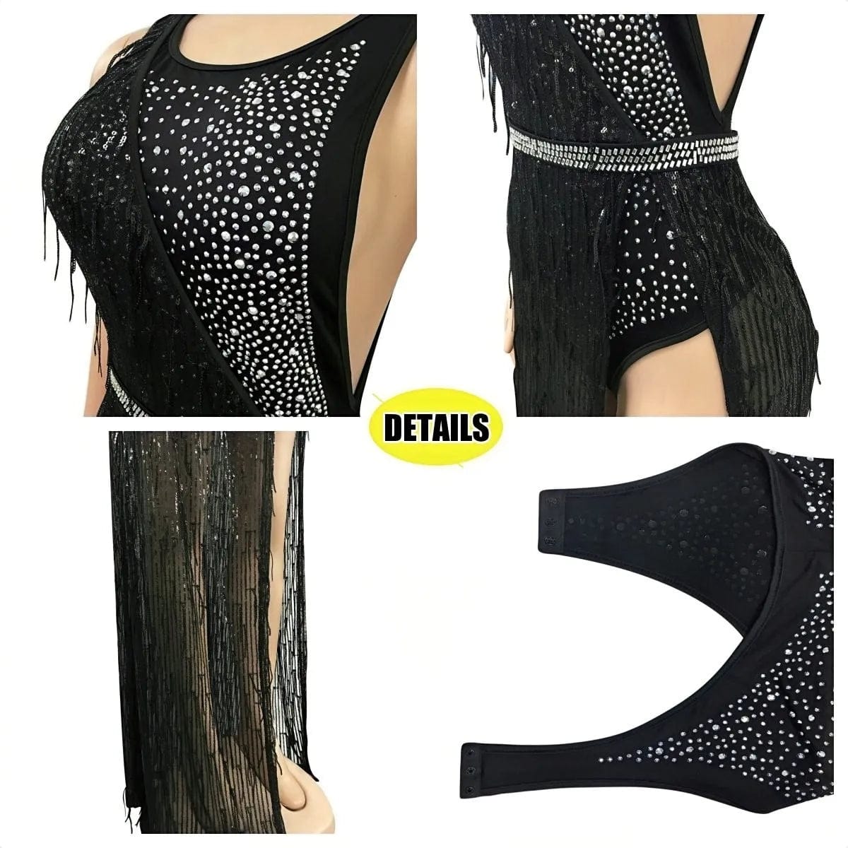 Hot Diamond Sequin Bodycon Sexy Front Split Women Party Black White Long Dress