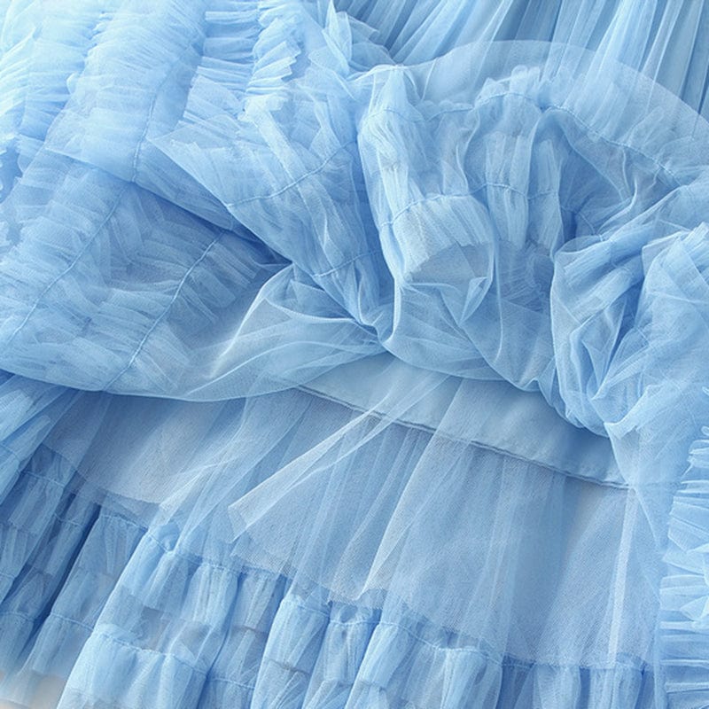 Hot Fashion High Waist Long Maxi Skirts for Women Luxury French Party Mesh Patchwork Tutu Pleated Skirt Woman Korean Faldas Jupe