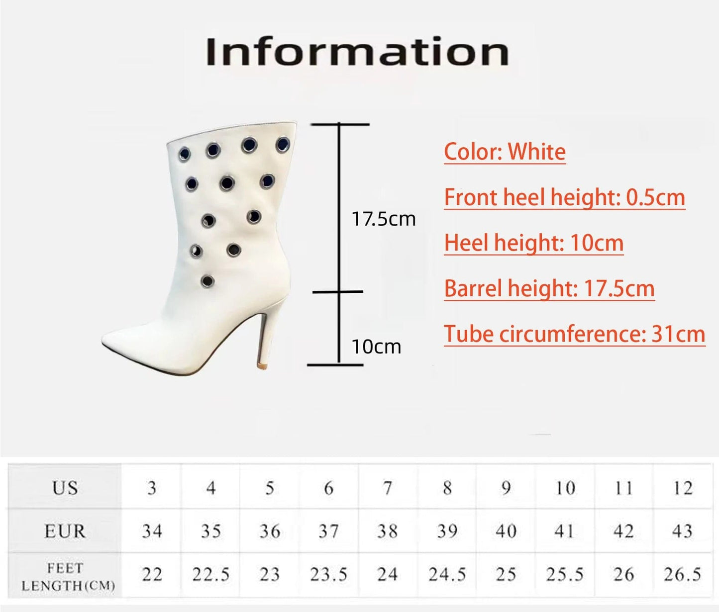 Hot sale 2024 autumn and winter New corns white pointed high heel mid-length fashionable all-match plus size women's boots 35-42