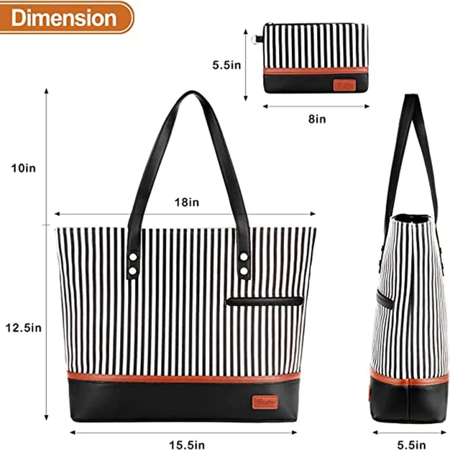 hot sale Canvas PU Leather Tote Bag Office women bag 2 pcs Hand Bags Set