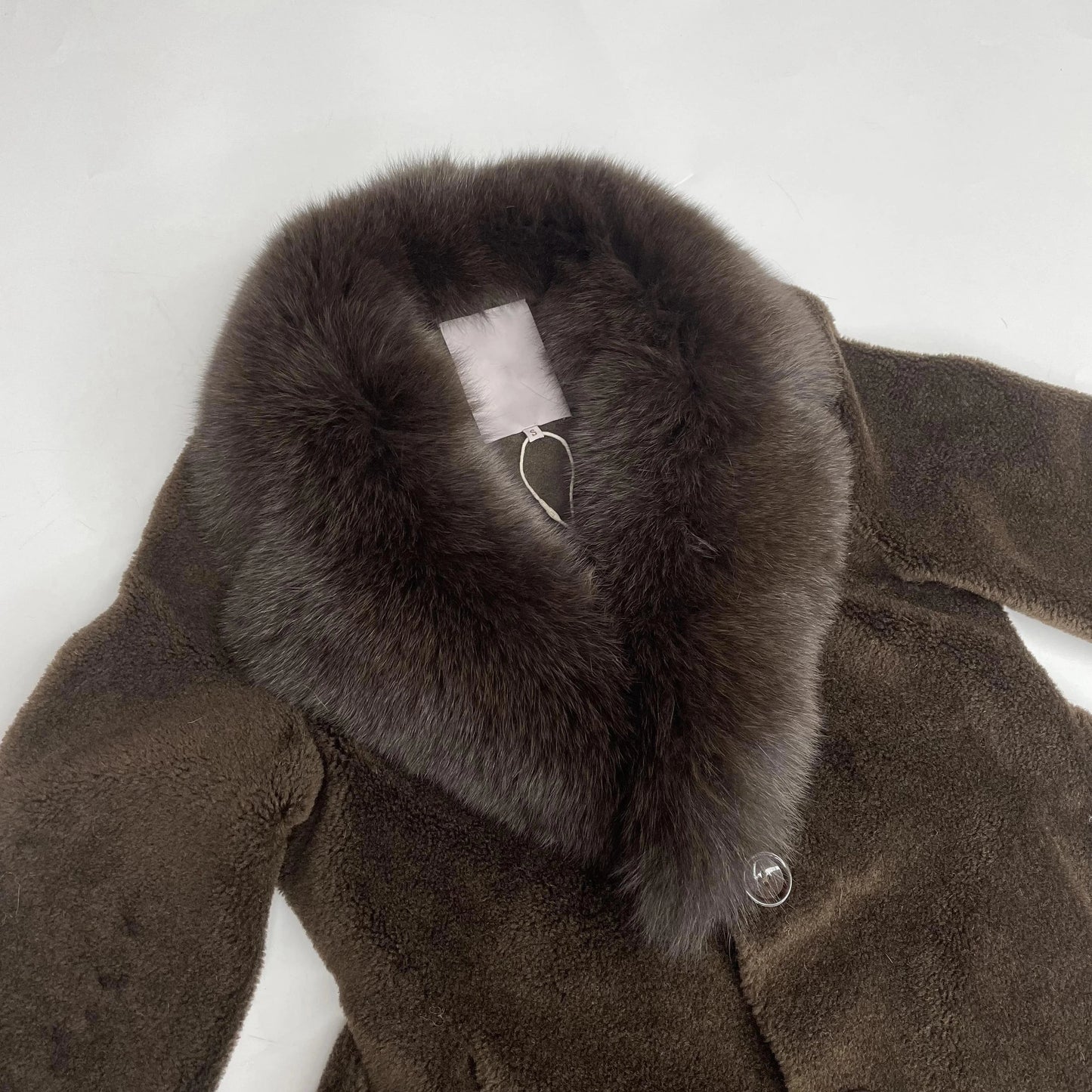 Hot Sale Fashion Winter Sheep Shearling Jacket Women Fox Fur Collar Real Lamb Wool Coat