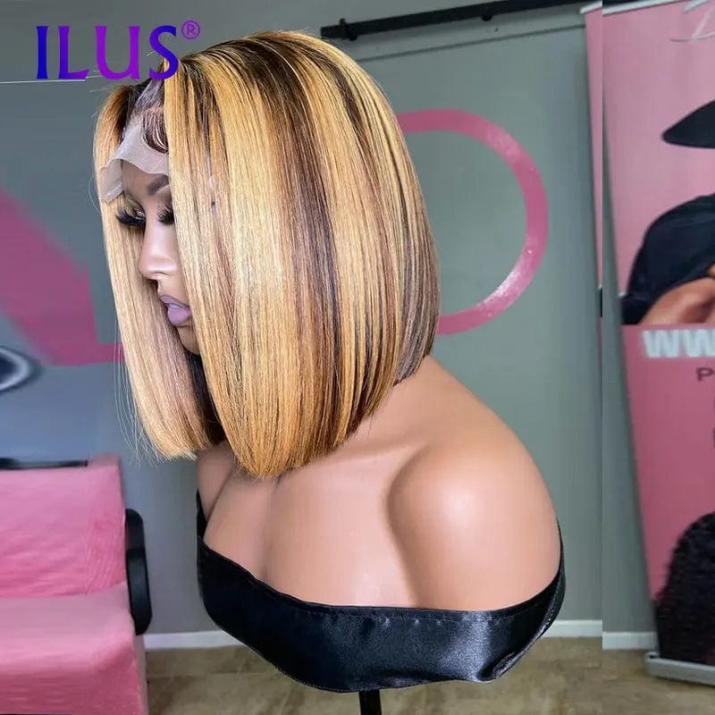 Hot Sale Free Shipping 4/27 Highlight Colored Straight Bob Wigs Lace Front Human Hair Wigs For Black Women HD Lace Frontal Wigs