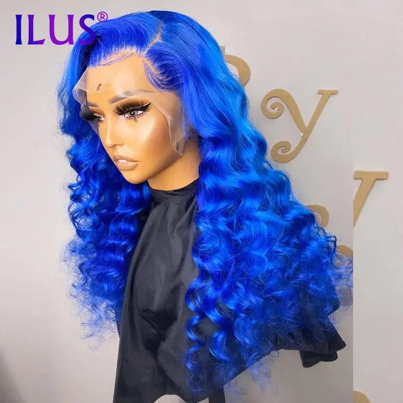 Hot Sale Free Shipping Bob Wigs 200% Loose Curly Bule Color Full Lace Front Human Hair Wigs For Black Women HD Lace Frontal Wigs