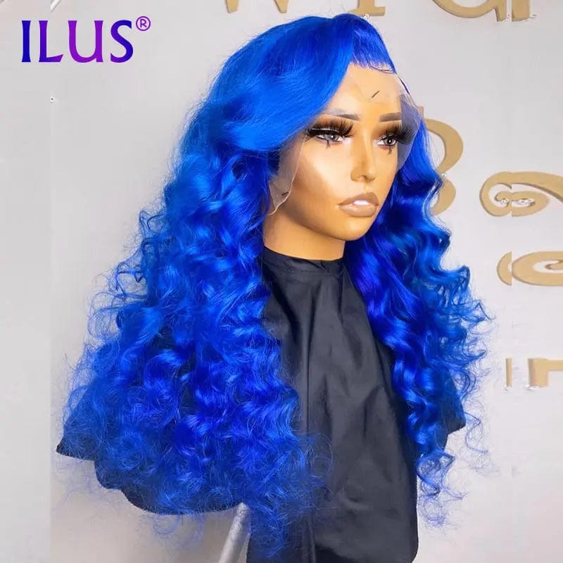 Hot Sale Free Shipping Bob Wigs 200% Loose Curly Bule Color Full Lace Front Human Hair Wigs For Black Women HD Lace Frontal Wigs