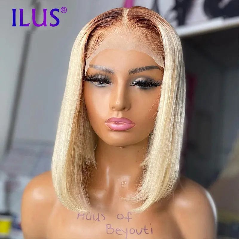 Hot Sale Free Shipping Colored Short Bob Wig Straight Pink/Bule/T4613 150% Lace Front Human Hair Wigs For Black Women Brazilian