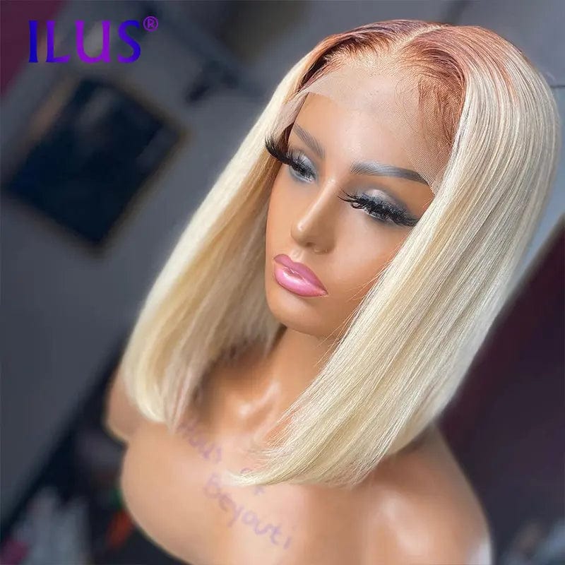 Hot Sale Free Shipping Colored Short Bob Wig Straight Pink/Bule/T4613 150% Lace Front Human Hair Wigs For Black Women Brazilian