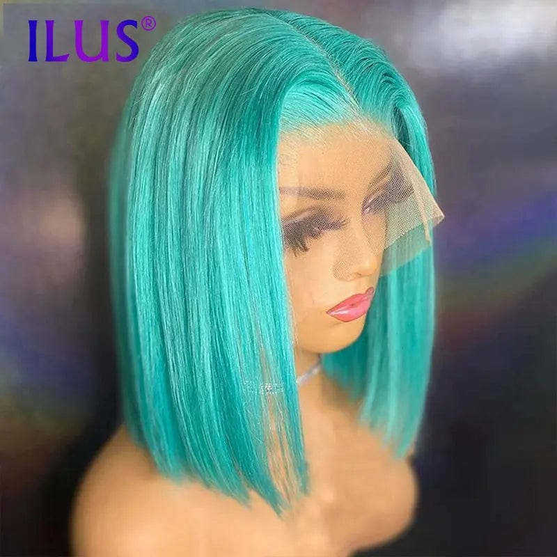 Hot Sale Free Shipping Colored Short Bob Wig Straight Pink/Bule/T4613 150% Lace Front Human Hair Wigs For Black Women Brazilian