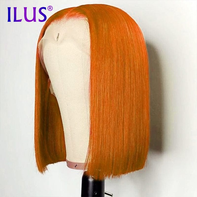 Hot Sale Free Shipping Short Bob Wigs Straight Orange Ginger Colored HD Lace Front Human Hair Wigs For Black Women Human Hair