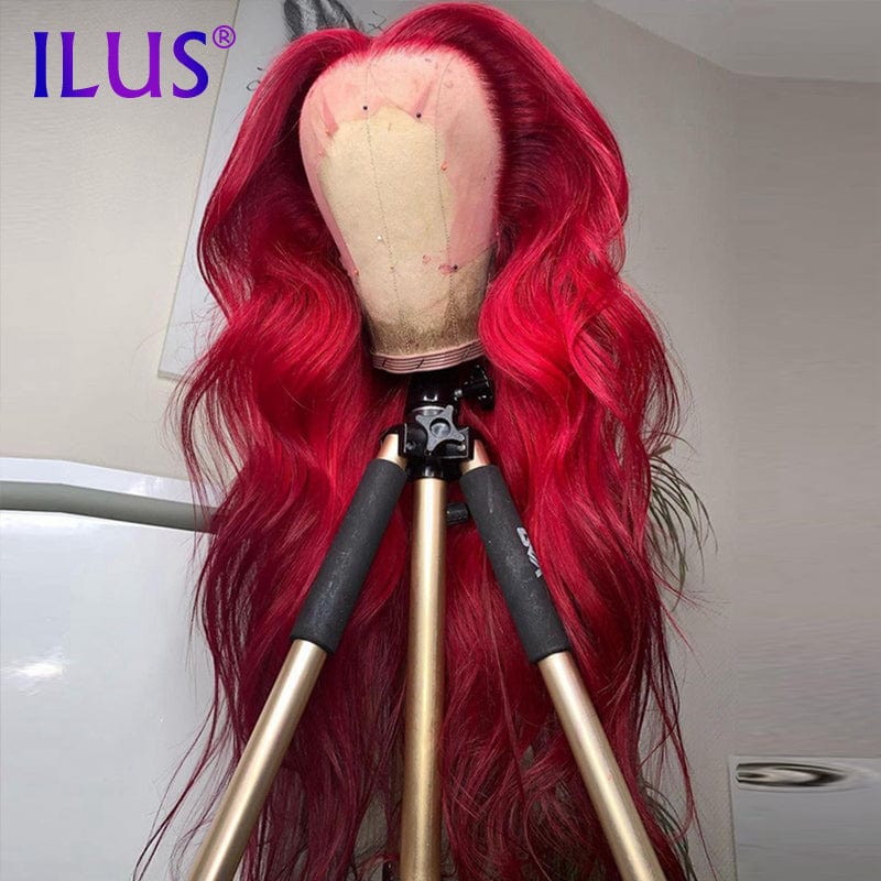 Hot Sale Free Shipping Wig Red Colored 200 Body Wave 30Inch 13x4 Lace Front Human Hair Wigs For Black Women HD Lace Frontal Wigs