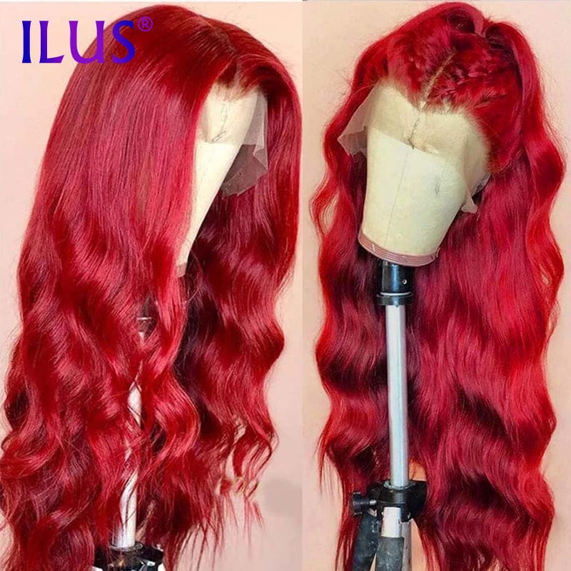 Hot Sale Free Shipping Wig Red Colored 200 Body Wave 30Inch 13x4 Lace Front Human Hair Wigs For Black Women HD Lace Frontal Wigs