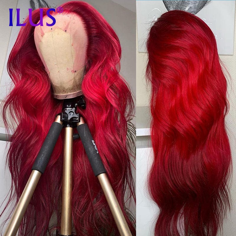Hot Sale Free Shipping Wig Red Colored 200 Body Wave 30Inch 13x4 Lace Front Human Hair Wigs For Black Women HD Lace Frontal Wigs