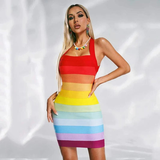 Hot Sale Halter Bandage Dress Backless Sexy Fashion Party Evening Dresses High Quality Summer Wrap Hip Bodycon Woman Vestidos