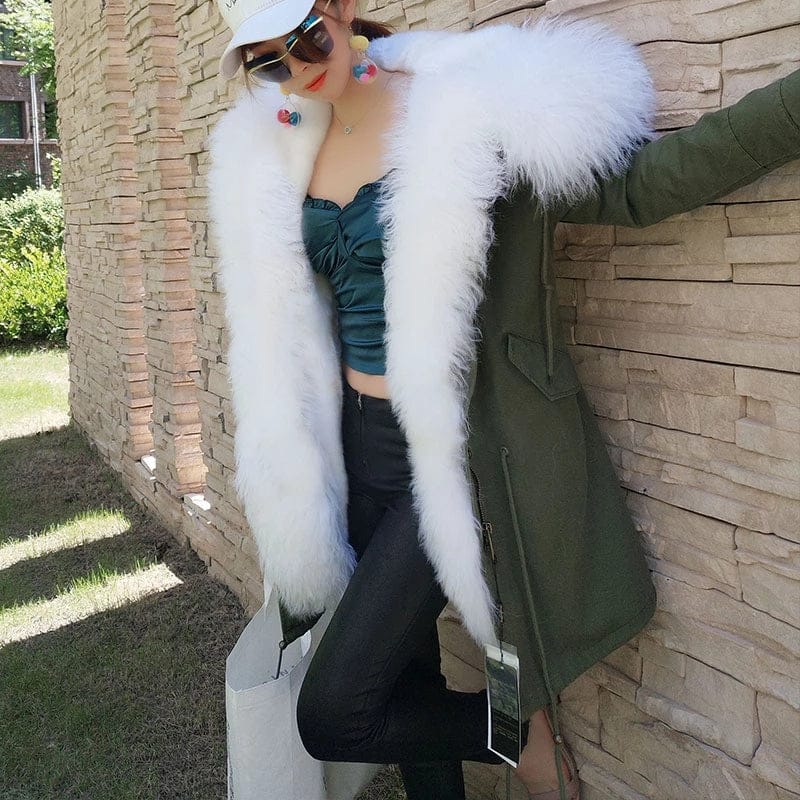 Hot Sale New Winter Fashion Mongolia Sheep Fur Plus Size Ladies Natural Fur Coat Casual Women Real Fur Parka
