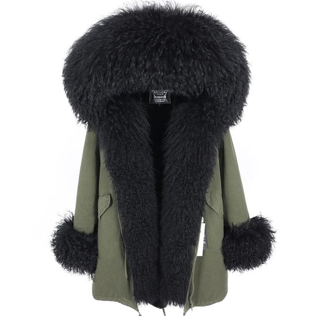 Hot Sale New Winter Fashion Mongolia Sheep Fur Plus Size Ladies Natural Fur Coat Casual Women Real Fur Parka
