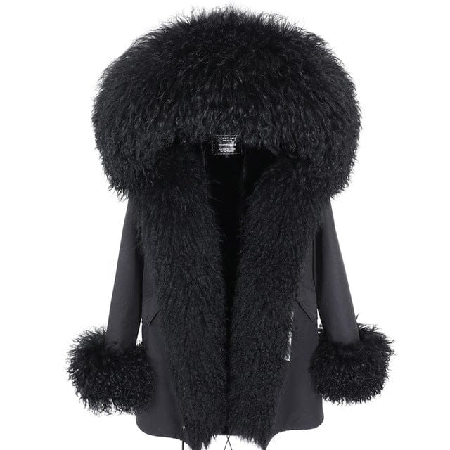 Hot Sale New Winter Fashion Mongolia Sheep Fur Plus Size Ladies Natural Fur Coat Casual Women Real Fur Parka