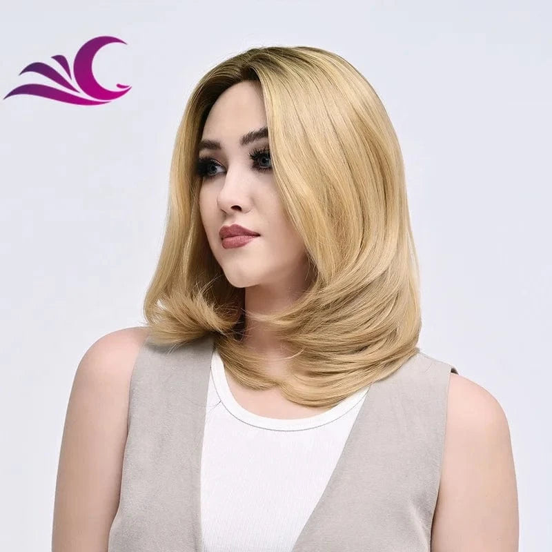 Hot Sale Short Bob Dark Root Orange Ginger Colorful Wigs Future Japanese Fiber Synthetic  Lace Short Synthetic Wigs