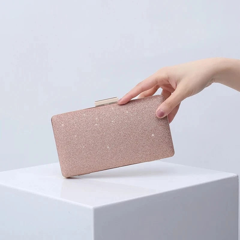 Hot sale temperament champagne gold glitter shoulder bag wedding women clutch evening bags