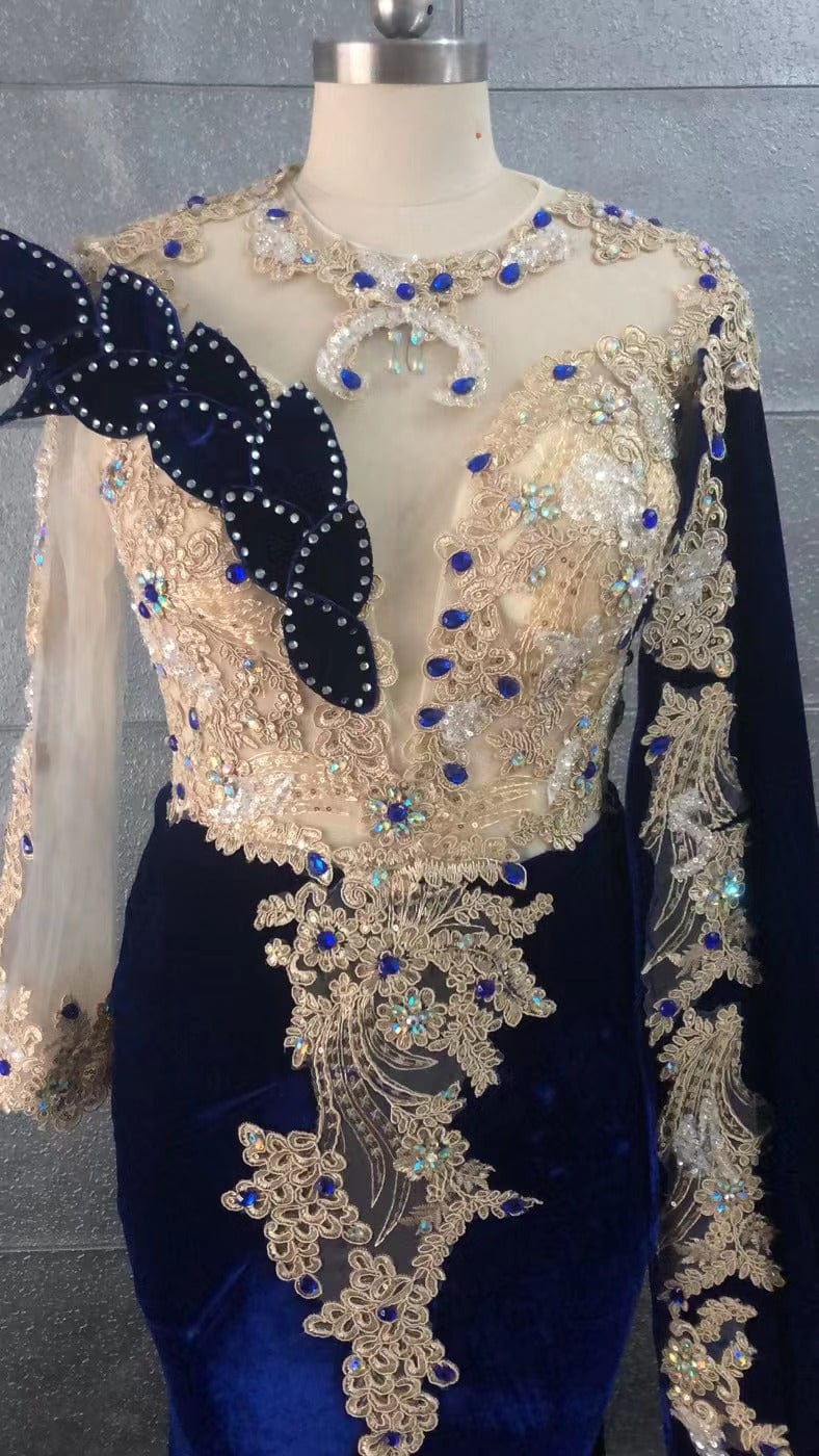 Hot sale velvet luxury with diamonds ladies evening dress new sequins Lace gorgeous prom dress