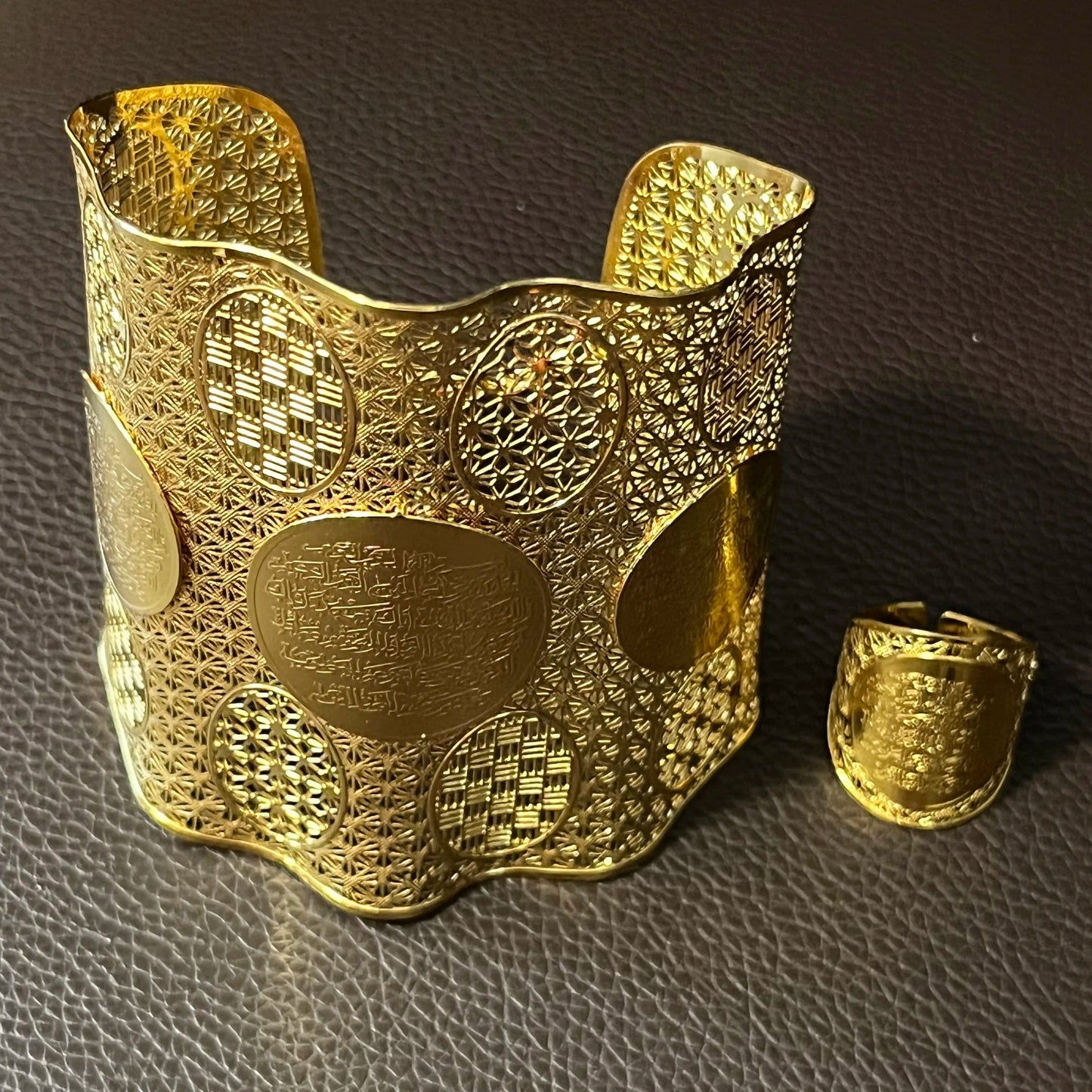 Hot Sale Wedding Party Gift Bridal Gold Plated Bracelet Ring Jewels Fashion Popular Copper Alloy Wholesale Jewelry set