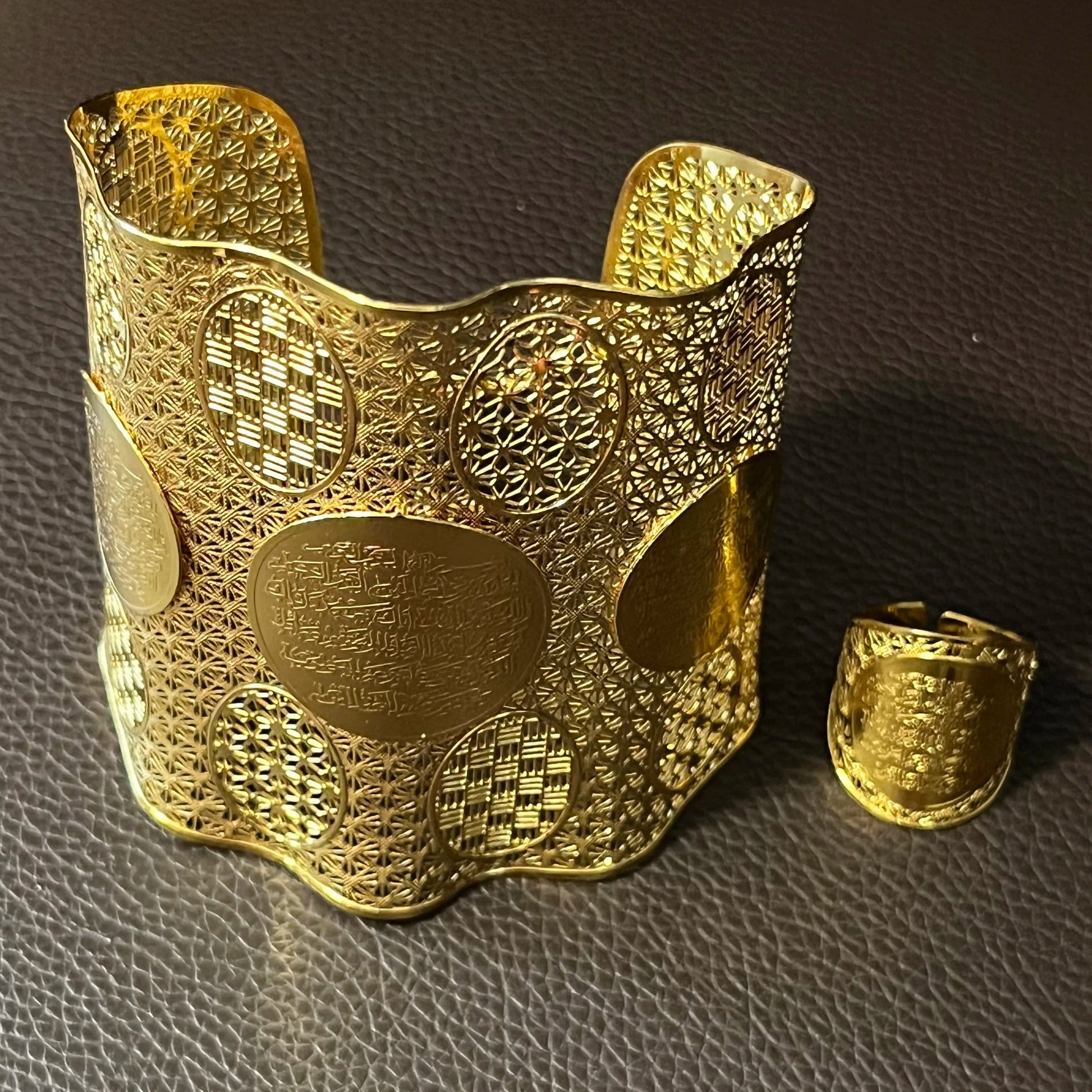 Hot Sale Wedding Party Gift Bridal Gold Plated Bracelet Ring Jewels Fashion Popular Copper Alloy Wholesale Jewelry set