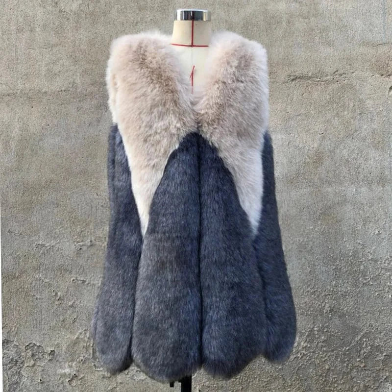 Hot Sale Winter Thick Warm Fake Fur Vests Coat Women Faux Fox Fur Vest Midum Long Coats Waistcoat Female Jacket