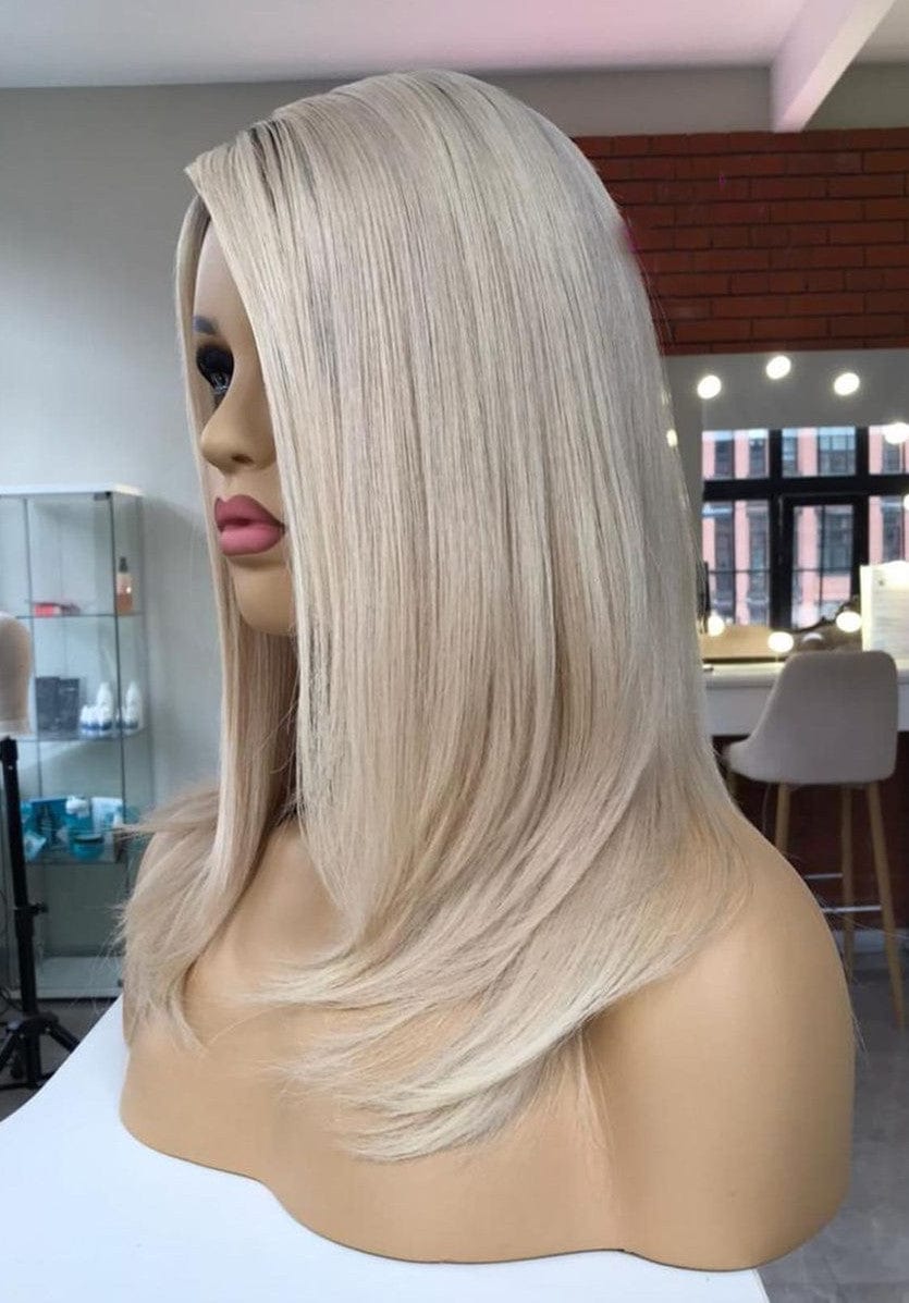 Hot Sell Blonde Bob Wigs Ombre Ash Blonde Color Silky Straight Human Hair Pre Plucked Lace Front Wigs