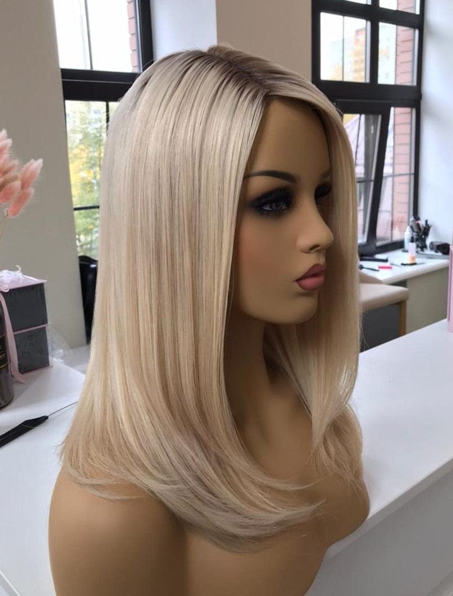 Hot Sell Blonde Bob Wigs Ombre Ash Blonde Color Silky Straight Human Hair Pre Plucked Lace Front Wigs