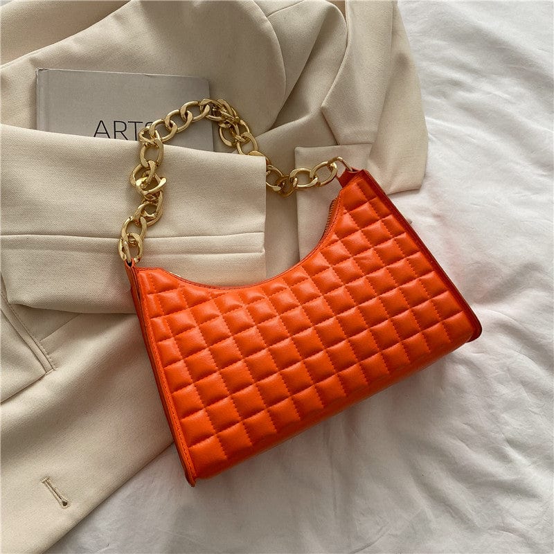 Hot Selling Fashion Dumplings Underarm Chain Lattice Design Pu Leather Bags Hand Bags and Purse Women