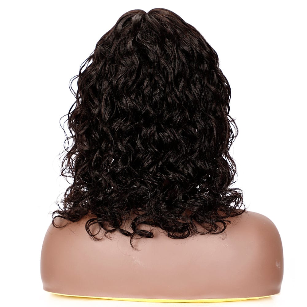 Hot Selling Natural Wave Bob Wigs With Bangs Water Wave Human Hair Wig Brazilian Remy Scalp Part Lace Wig Human Hair