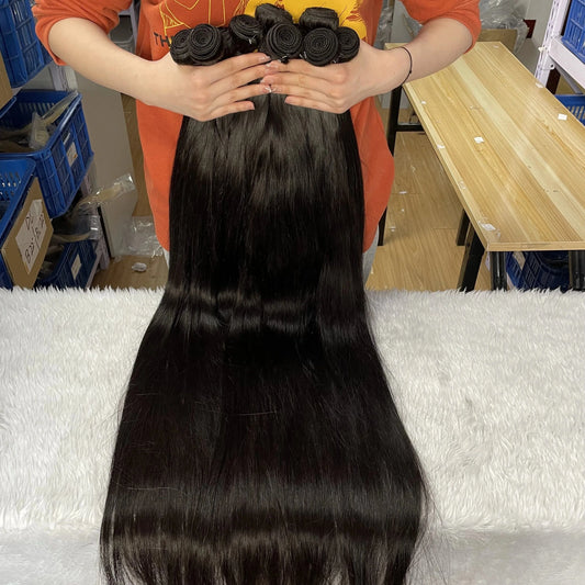 Hot Selling Unprocessed Brazilian Hair One donor Virgin Hair Cuticle Aligned Straight  Human Hair with double wefts