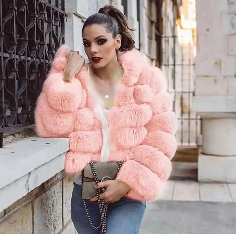 Hot selling winter plus size women's clothing faux fur fox coat jacket faux fur coat