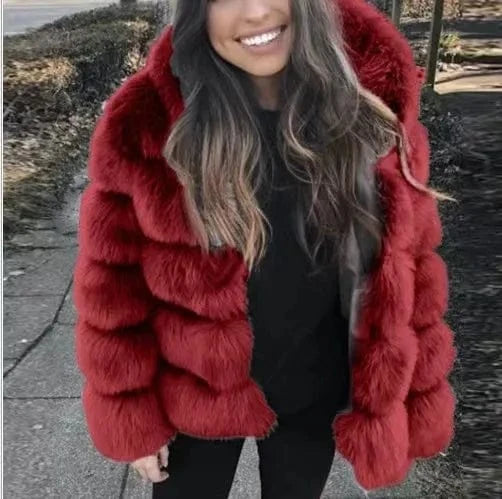 Hot selling winter plus size women's clothing faux fur fox coat jacket faux fur coat