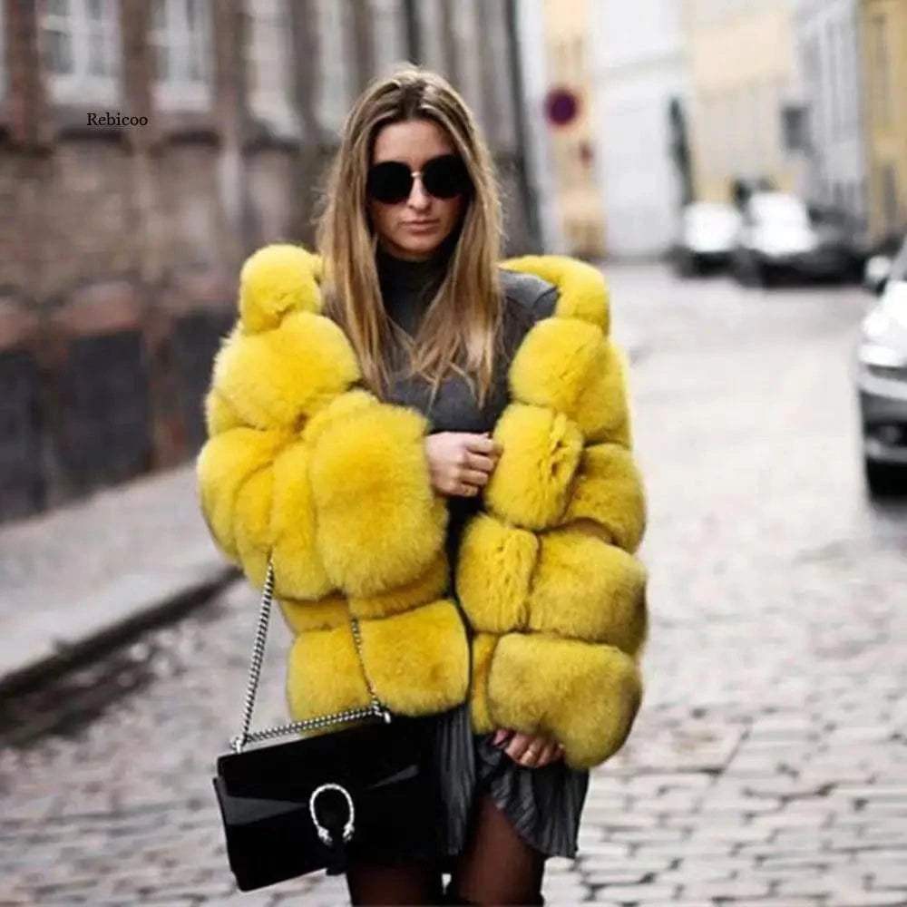 Hot selling winter plus size women's clothing faux fur fox coat jacket faux fur coat