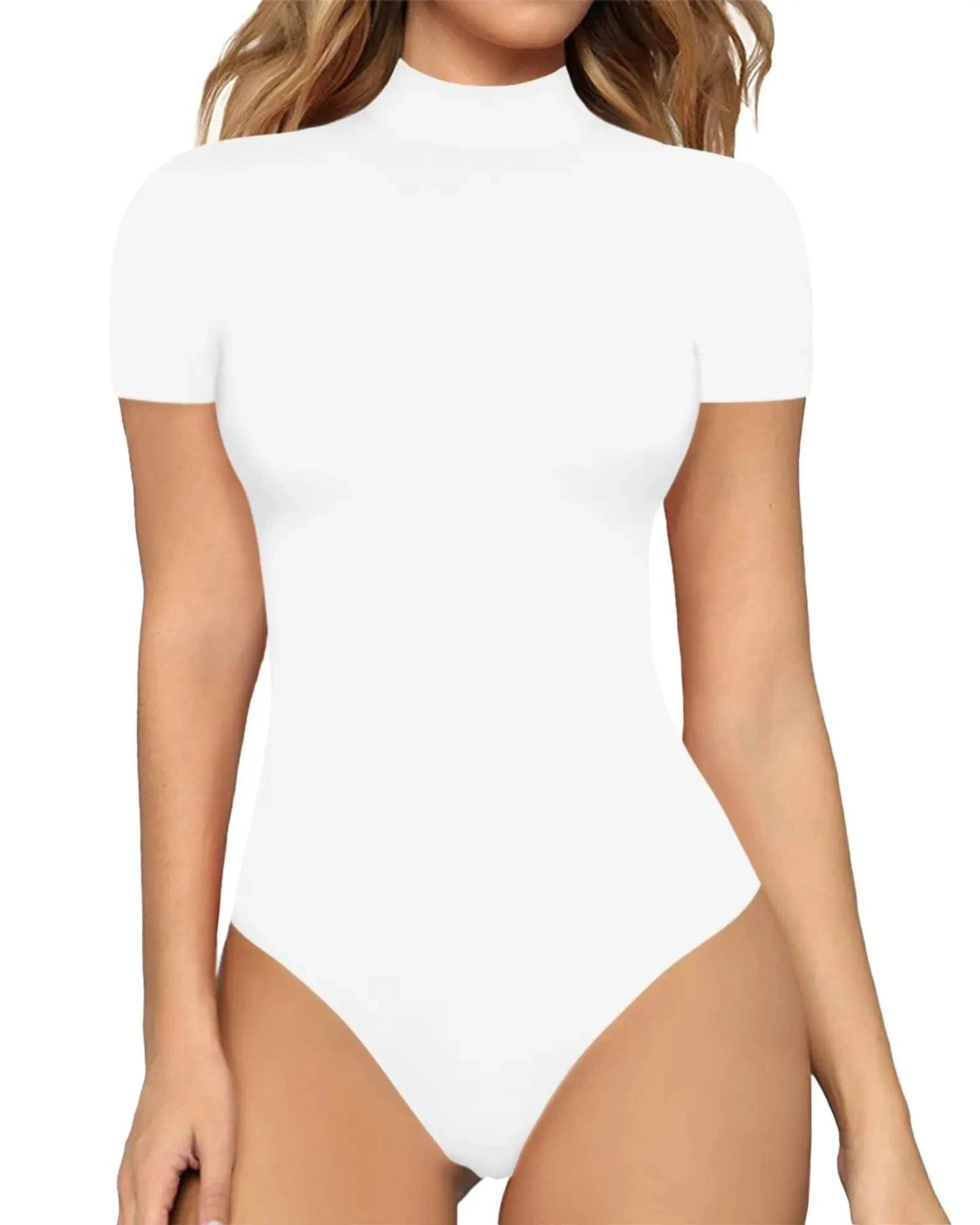 Hot Selling Women's Sexy Solid  Turtleneck Short-sleeved Jumpsuit Leotard Shapewear