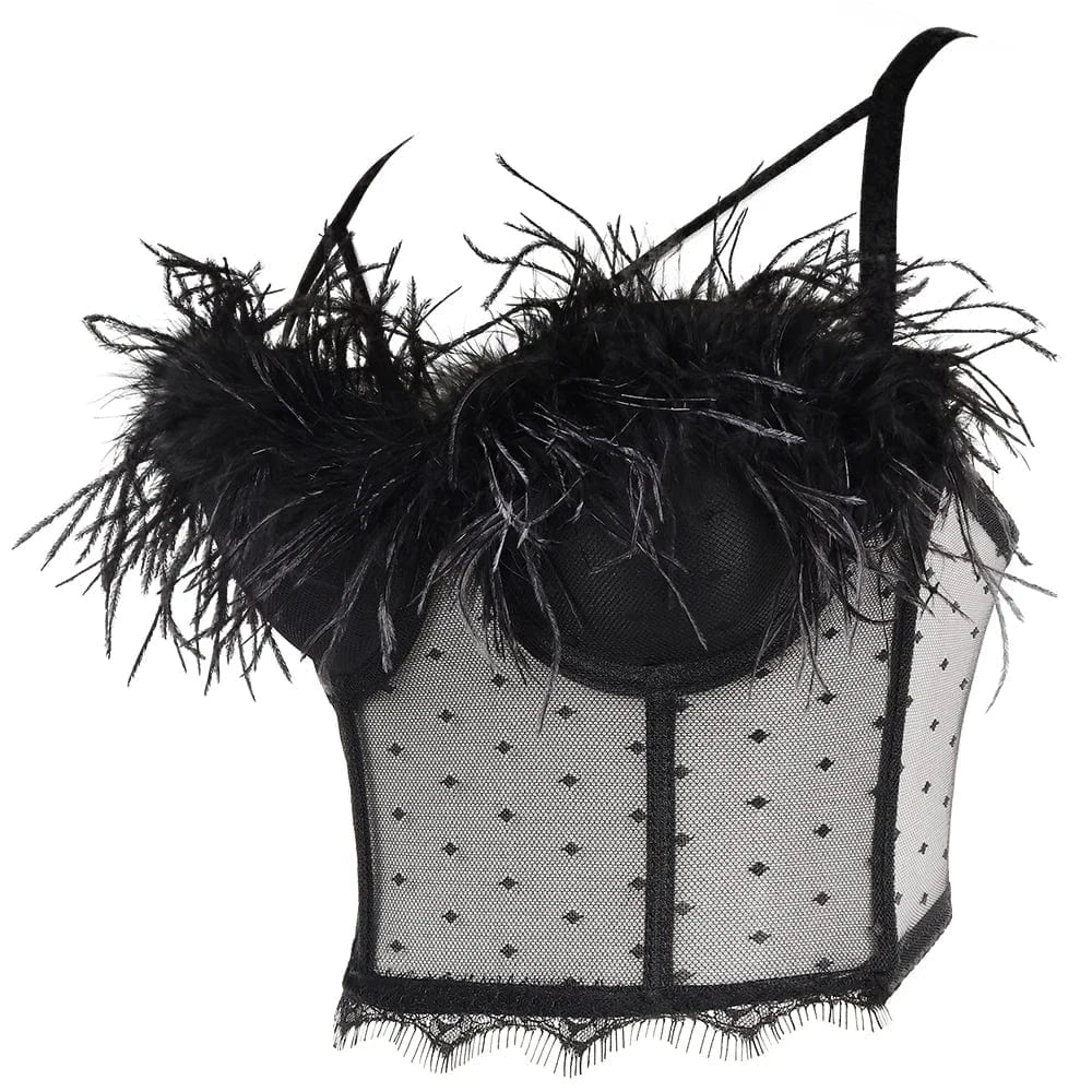 Hot wholesale feather lace corset body shaping clothes women's top