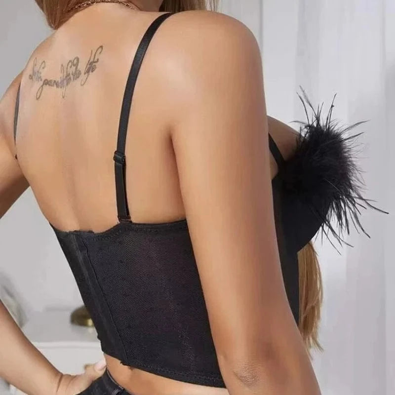 Hot wholesale feather lace corset body shaping clothes women's top