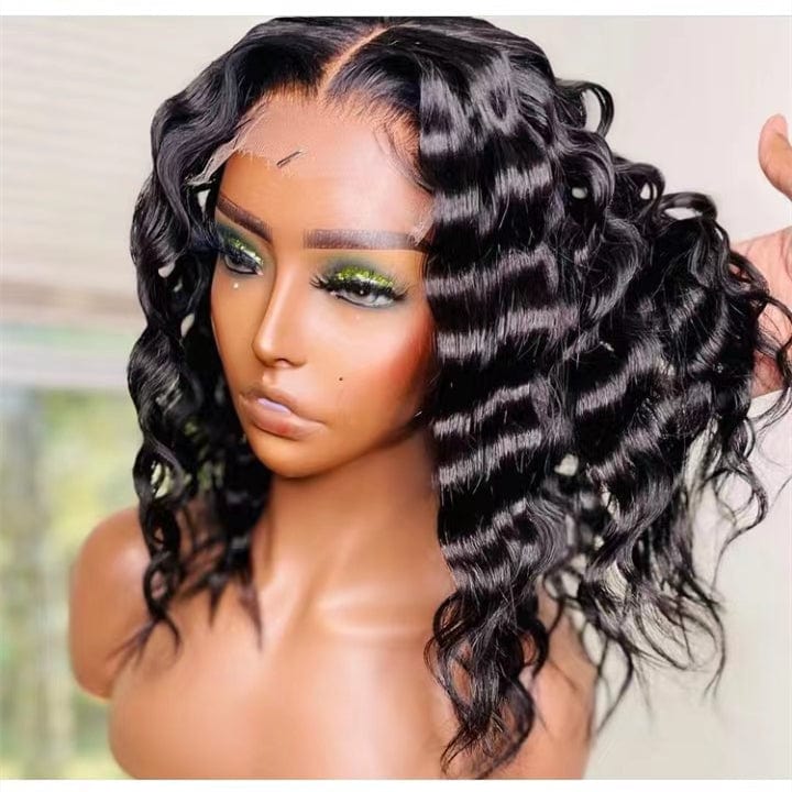 Hot Wig Natural Color  Deep Loose Wave Virgin Brazilian Cuticle Aligned Full Human Hair Lace Frontal Closure Wigs