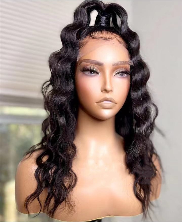 Hot Wig Natural Color  Deep Loose Wave Virgin Brazilian Cuticle Aligned Full Human Hair Lace Frontal Closure Wigs