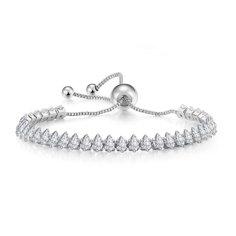 HOYON 14K Yellow Gold Color Geometric tennis bracelet women's single row full diamond AAA zircon adjustable crystal jewelry