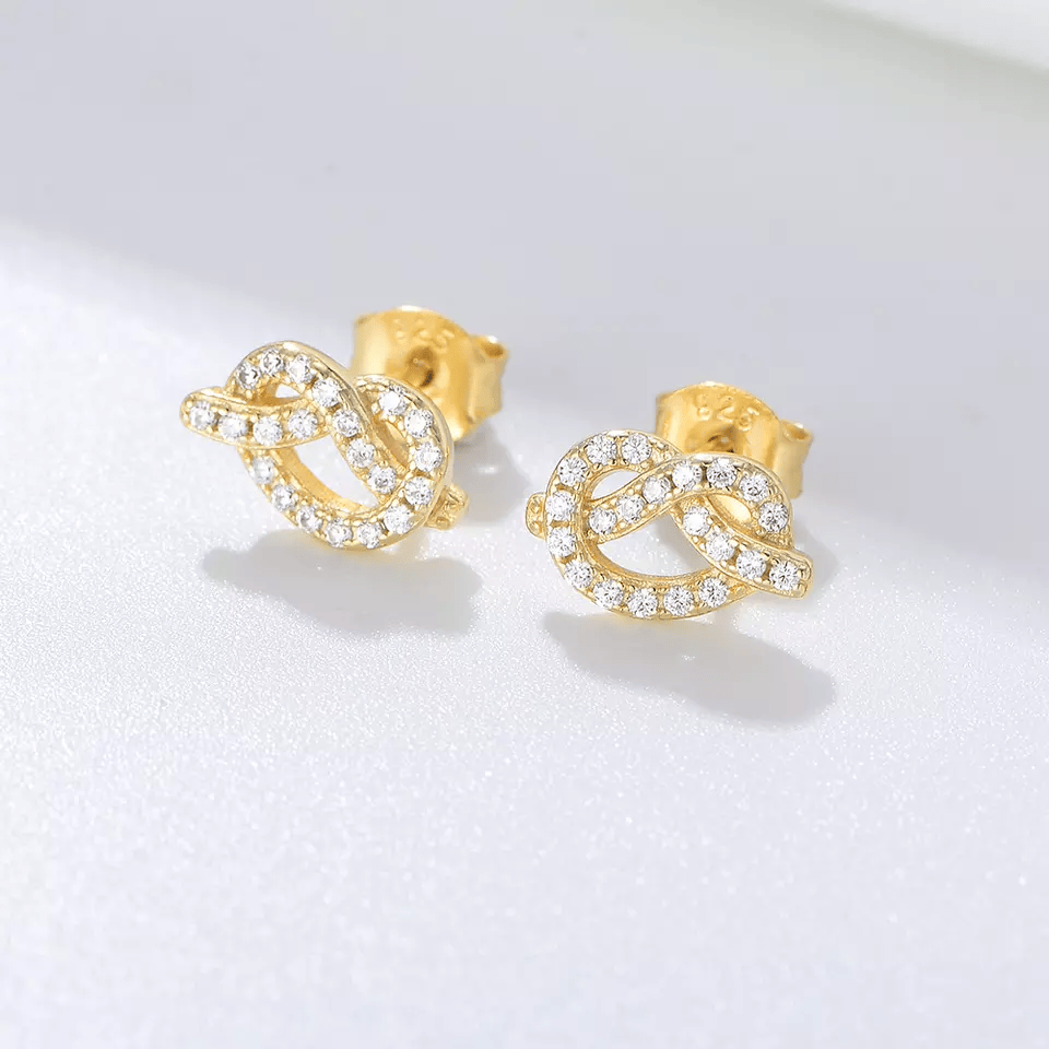 Hoyon  S925 sterling silver post stud earrings classic initials girl's 4K Real Gold plated earrings cubic zirconia