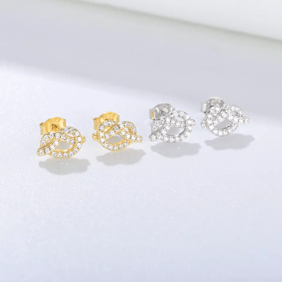 Hoyon  S925 sterling silver post stud earrings classic initials girl's 4K Real Gold plated earrings cubic zirconia