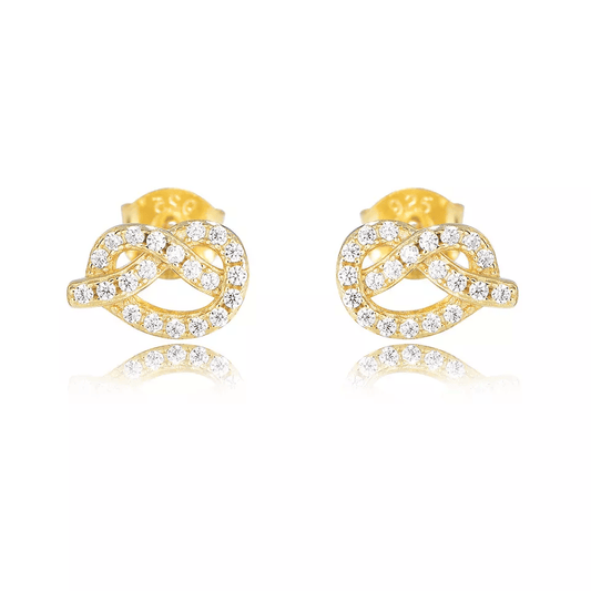 Hoyon  S925 sterling silver post stud earrings classic initials girl's 4K Real Gold plated earrings cubic zirconia