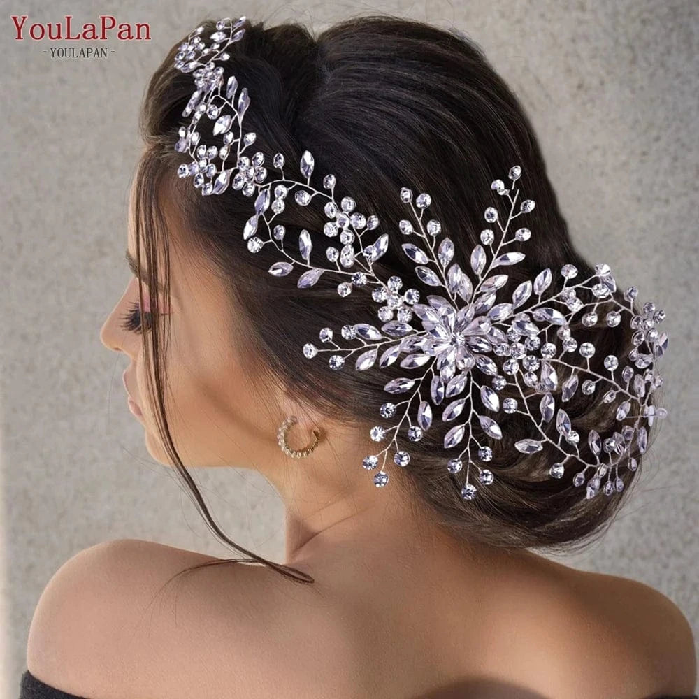 HP242-S YouLaPan HP242 Hot Sale Popular Rhinestone Bridal Headpiece Vine Wedding Hair Accessories for Women  Bridal Hair Headband