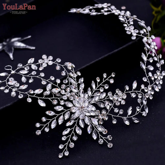 HP242-S YouLaPan HP242 Hot Sale Popular Rhinestone Bridal Headpiece Vine Wedding Hair Accessories for Women  Bridal Hair Headband