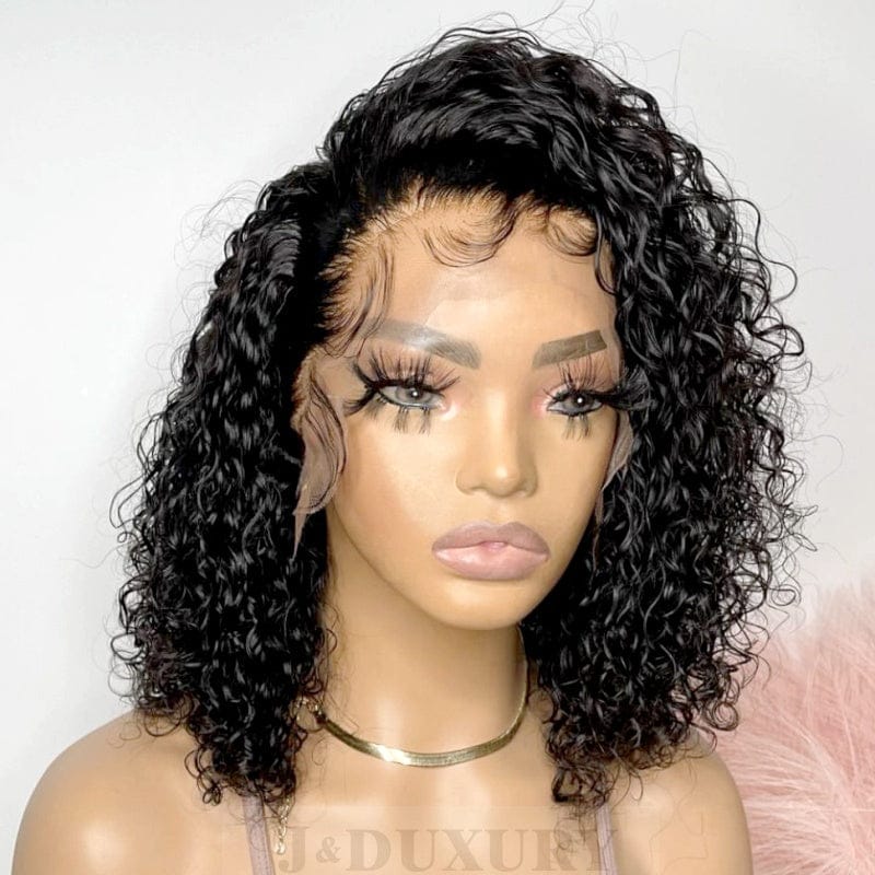 human hair 10inch 150% 180%  density  Kinky Curly Brazilian Human Hair HD Lace Frontal Wig For Black Women 4x4 5x5 HD lace closure wig