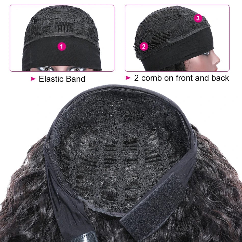 Human Hair Headband Scarf Wig body wave Hair Glueless Wig For Women Machine Made Non-Lace Wigs top quality
